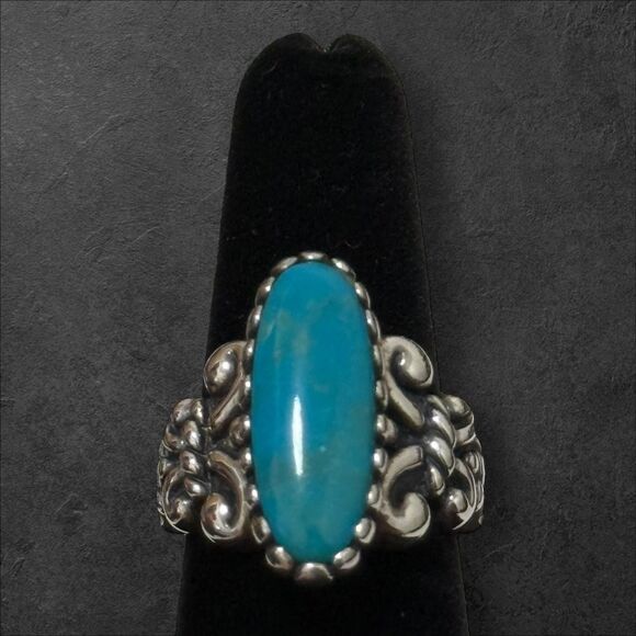 Carolyn Pollack Relios Turquoise Size 8.25 Sterling Ring - Picture 1 of 4